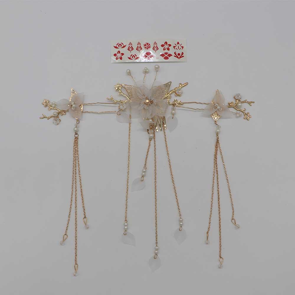 Zinc Zinc Alloy Chinese Hairpin Set Pearl Tassel Hair Stick Women Hair Accessories Hairstyle Design Tool