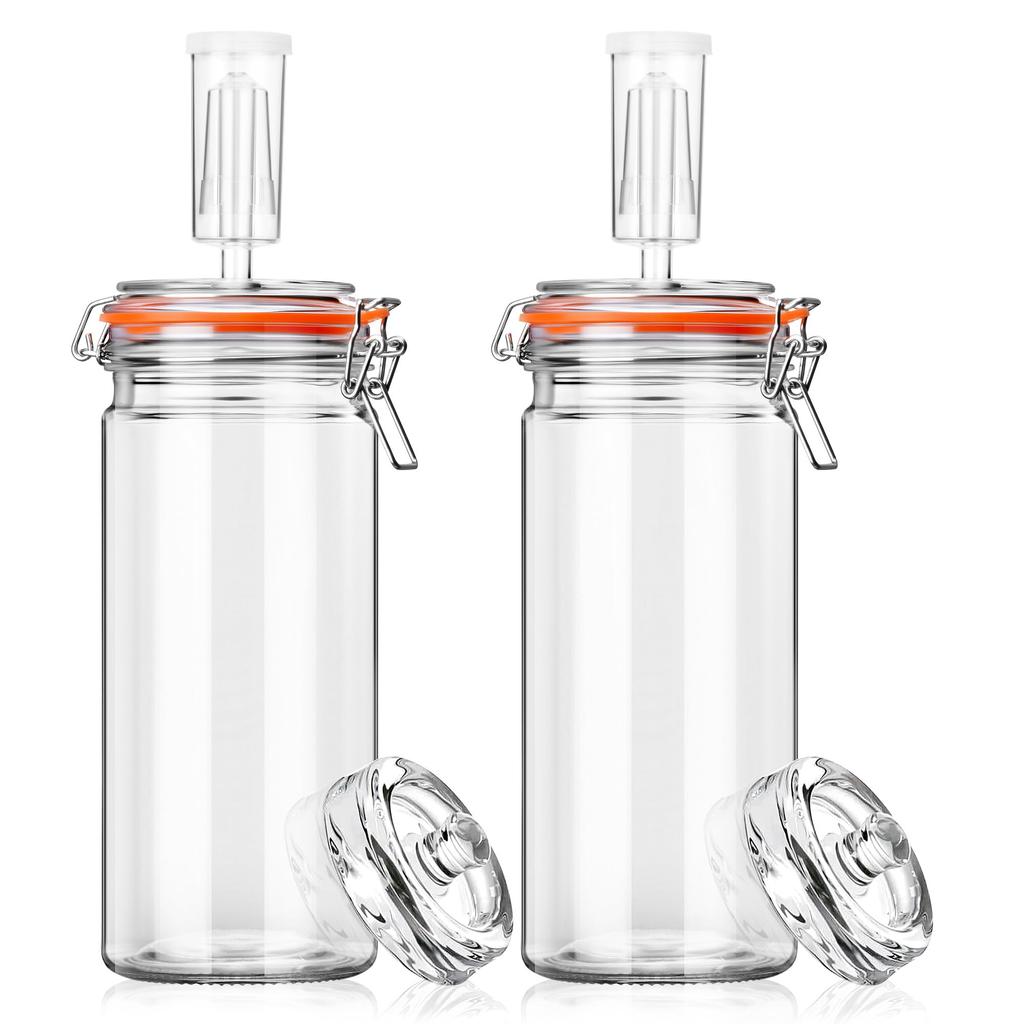 1.3L Glass Fermentation Kit (2-Pack) – Pickling Containers, Glass Jars, Weights & Airlocks, for Sauerkraut, Kimchi, Kombucha, Pickles