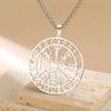 Vegvisir Hänge Halsband Nordiska Vikingar Runor Kompass Skydd Amulett Rostfritt Stål Smycken för Män Kvinnor