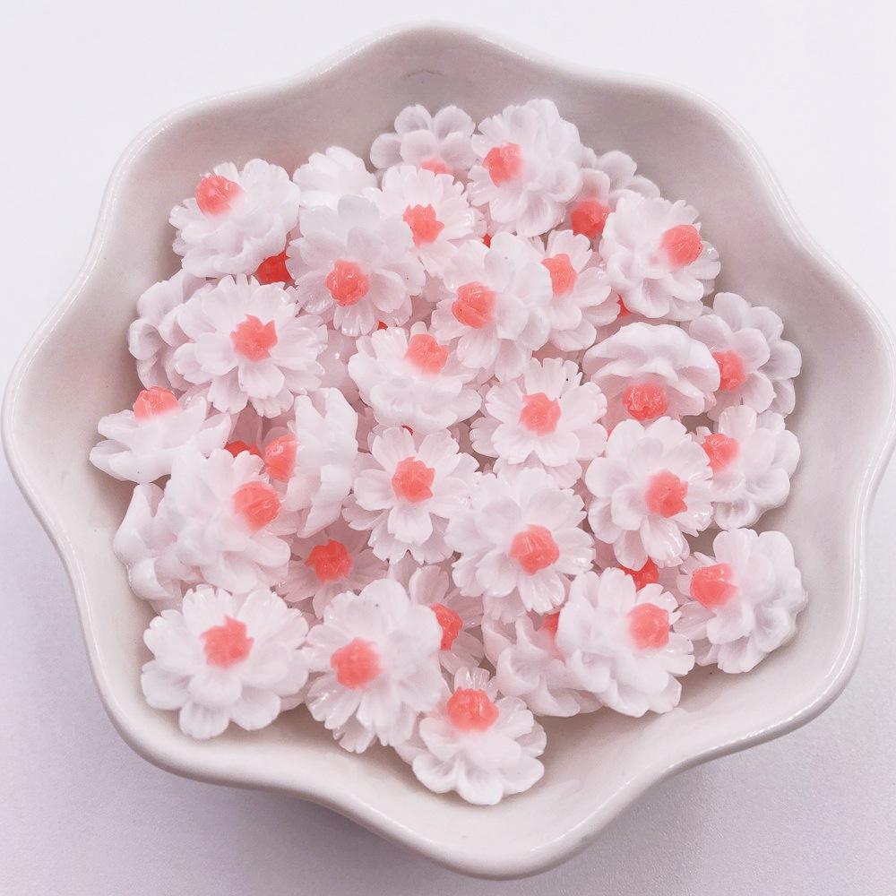 

60 шт., смола, 12 мм, 3D красочный цветок, плоская задняя часть, камень со стразами