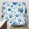 1pc Blue Ocean Style Shower Curtain, Polyester Fabric, Machine Washable, Suitable for Bathroom Hotel Decoration