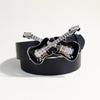 Unisex Gothicism Leather Belt Comfortable Elastic Waist Belt Stretchable Belt for Music Festivals