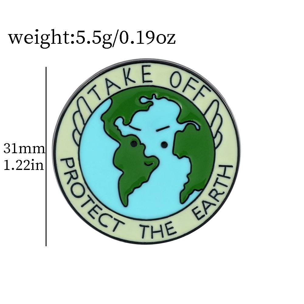 Popular Love the Earth Brooch Earth Day Metal Badge Green Round Wear Medal Collar Pin