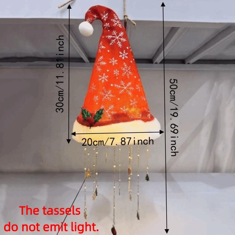 Romantic Glowing Santa Hat Lamp Snowflake Christmas Tree Pendant Light Christmas Decor