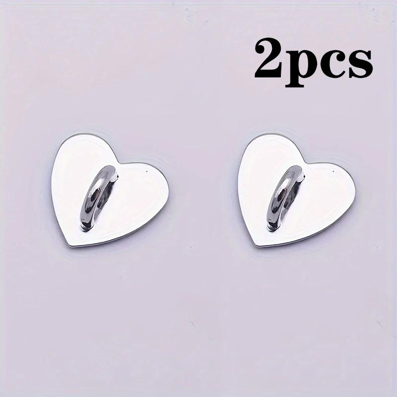 2 Pièces Porte-Charme de Téléphone en Métal en Forme de Cœur Cœur d'Amour Anneau de Doigt pour Téléphone Crochet Auto-Adhésif pour Support Arrière de Téléphone Portable
