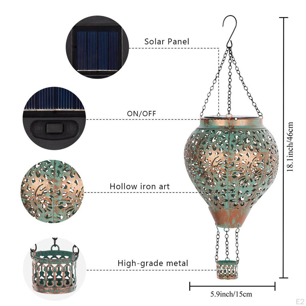 Outdoor Solar Air Balloon Hanging Lantern Hollow Pattern Handmade Portable Ornamental for Women