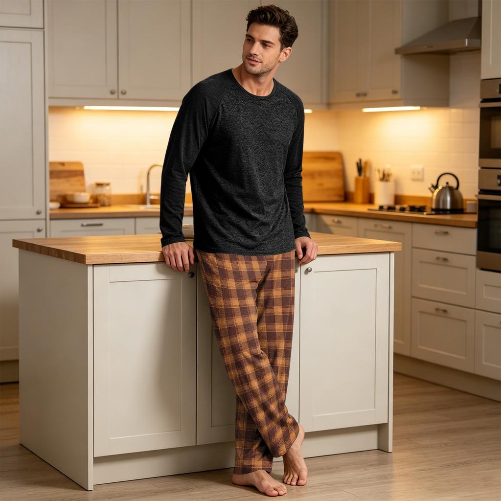 Men's Long Sleeve Pajama Set for Sleep and - Comfortable Nightwear for Relaxation