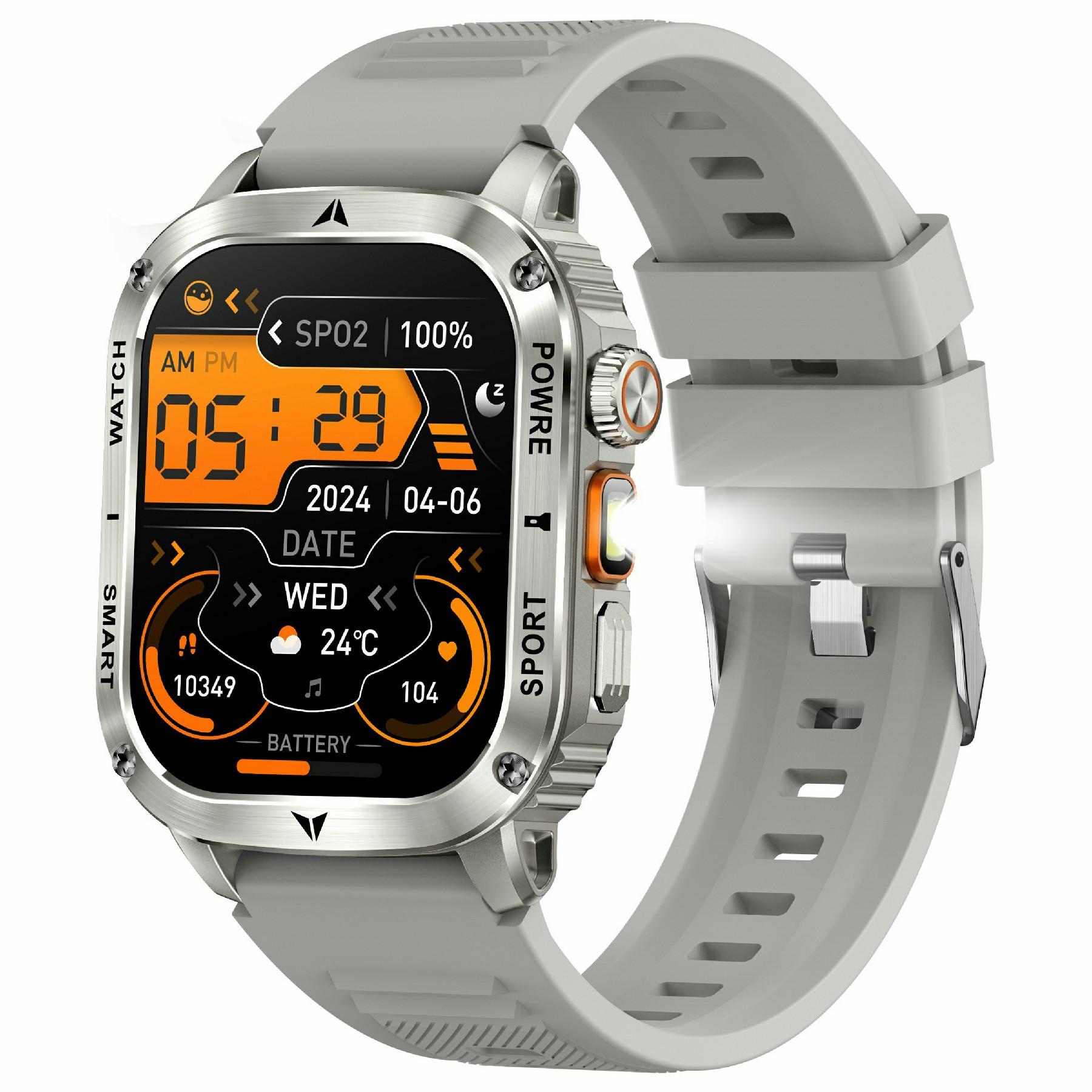 

AK80 2.01 Inch HD Screen Smart Watch Bluetooth-Compatible Calling Heart Rate Monitor Sports Tracker,Silicone Strap Silver