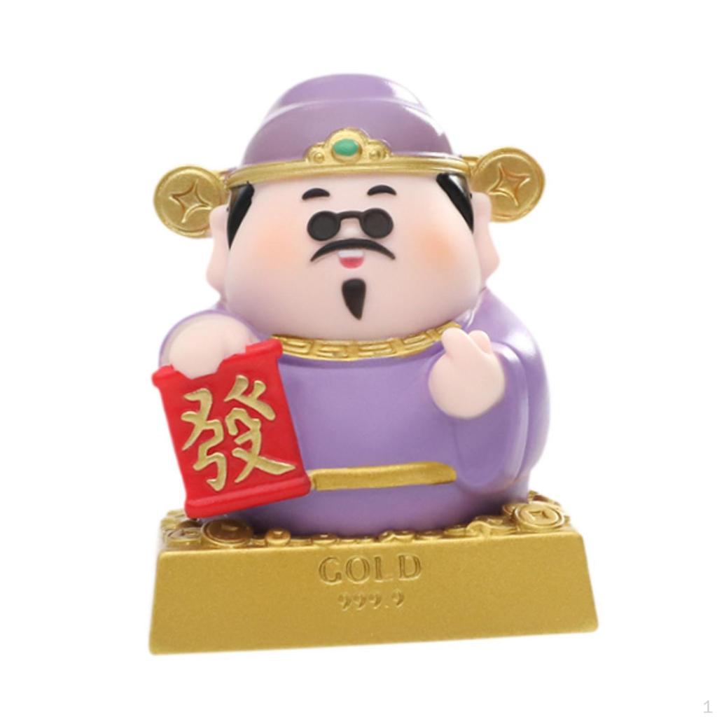 Chinese God of Wealth Statue Desk Ornament Art Crafts Decorative Miniature Sculpture Feng Shui