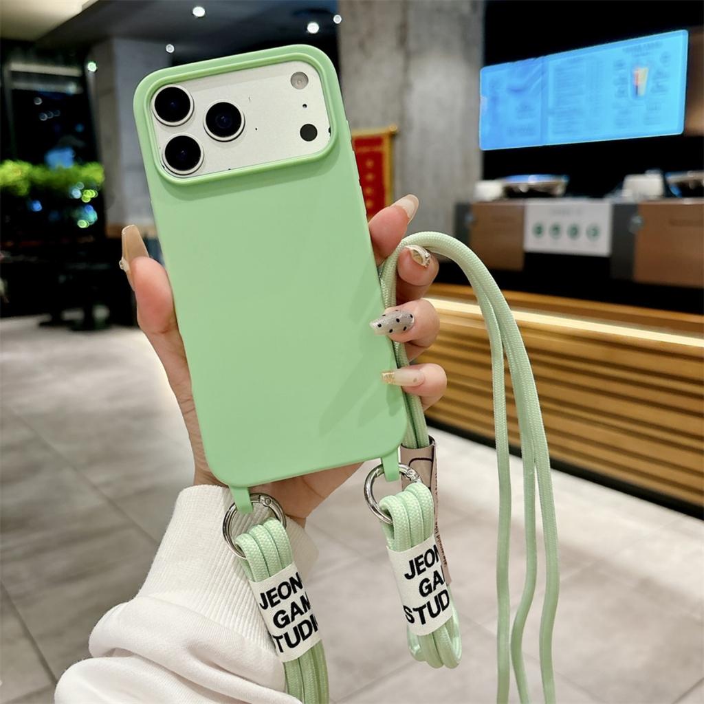 Silicone Phone Case for IPhone 17 Air 16E 15 14 Plus 13 12 11 Pro 17 Pro Max with Candy Color Crossbody Necklace Strap Lanyard
