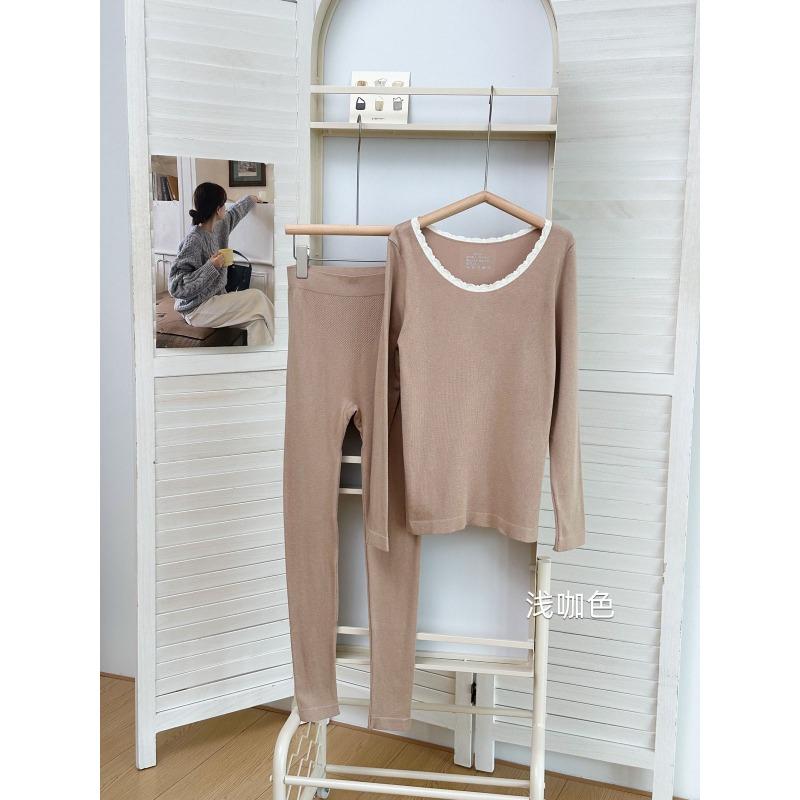 99 Seamless Thermal Underwear Acrylic Heating Round Neck Elastic and Comfortable Primer Set Winter Long-sleeved Long Johns