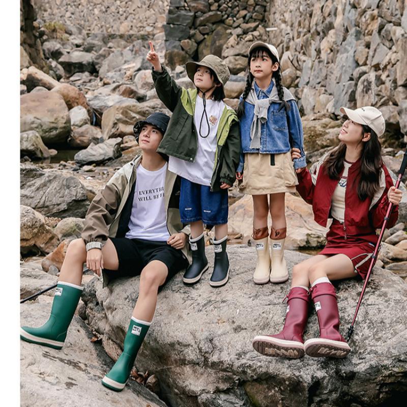 Mode Regenstiefel Herren und Damen Hohe Stiefel Outdoor Camping Watstiefel Kordelzug Angelschuhe Rutschfeste Wasserdichte Überschuhe