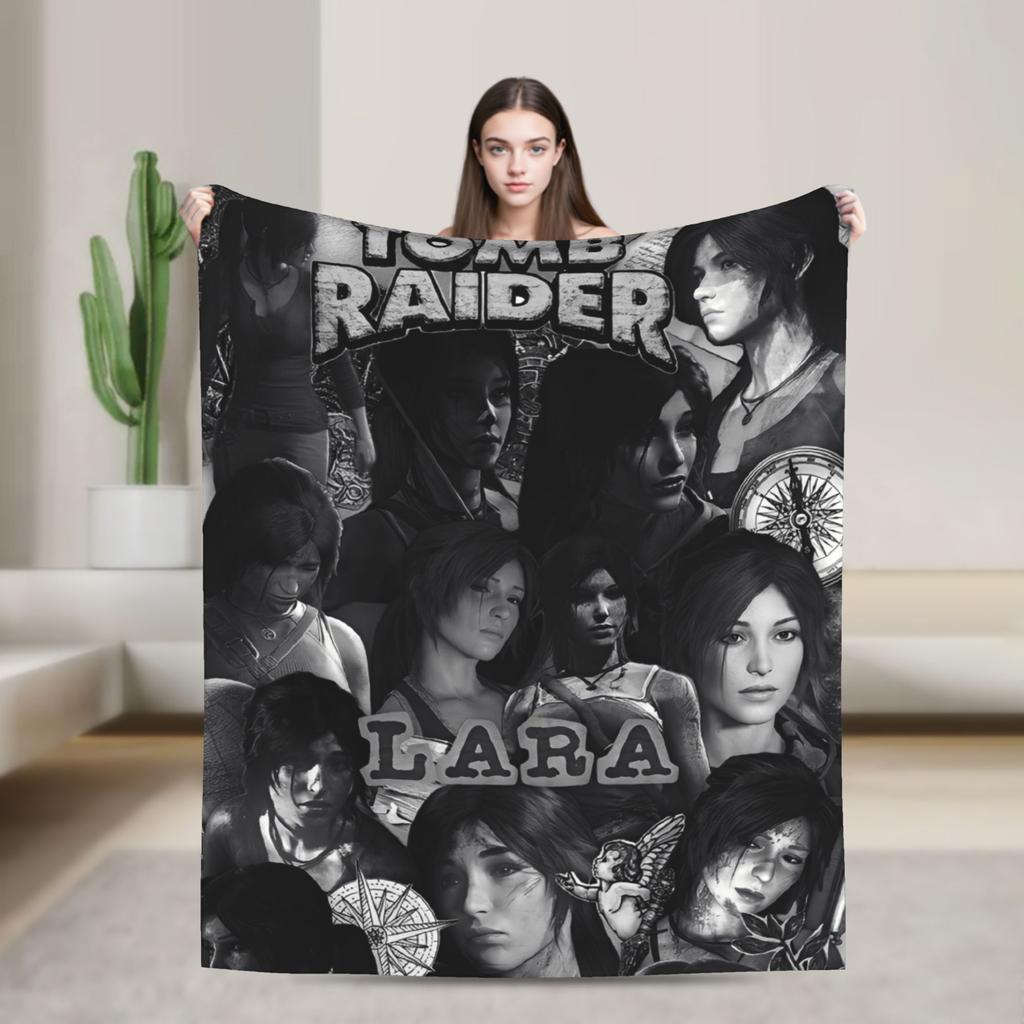 Tomb-Raider Lara Croft Blanket Cover Fleece Survival Video Game Warm Throw Blanket for Sofa Couch Quilt Multi-function