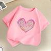 Love Heart Colorful Graphic Print Children T-shirts Summer Boys Girls Fashion Casual Cute Kids Short Sleeve Tops T-shirts