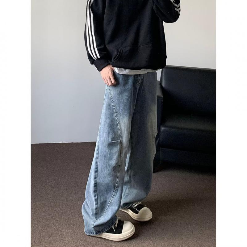 JYL Men s Straight Jeans American Cleanfit Spring High-Street Vintage Bootcut Denim S