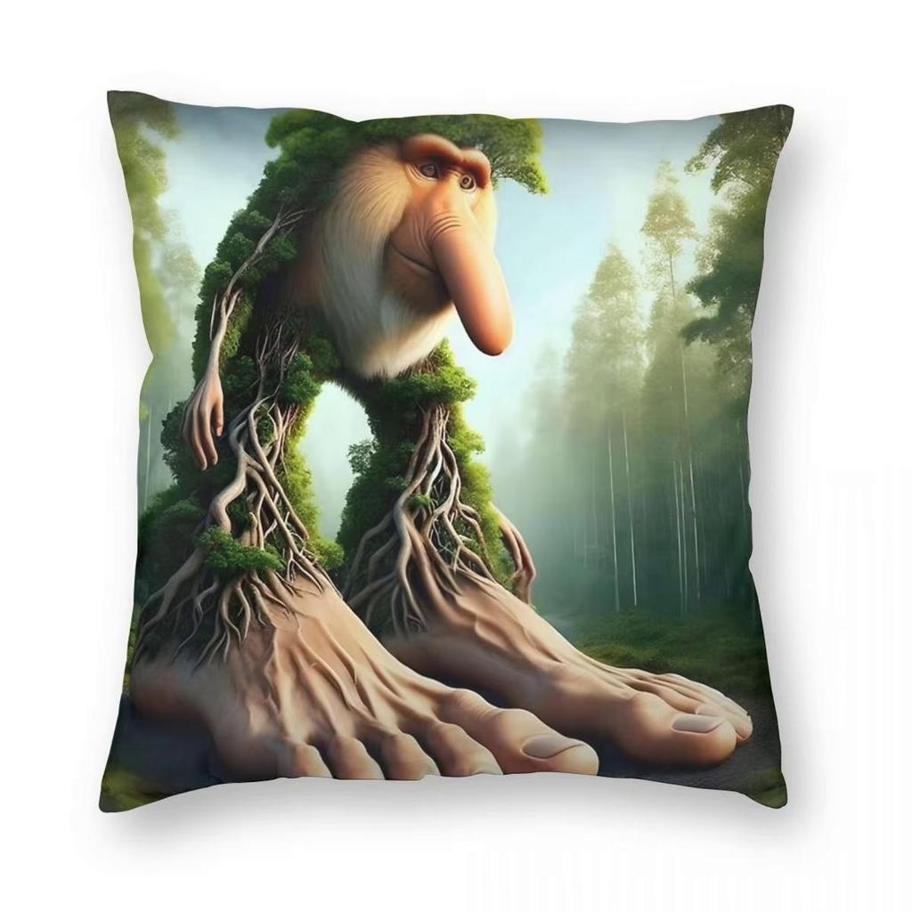 Tung Tung Tung Sahur Meme Italiano Brainrot Federa Stampa Poliestere Copricuscino Decorativo Copricuscino da Lancio