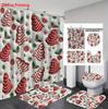 4pcs Christmas Colored Candy Printed Bathroom Set 180x180 Waterproof Shower Curtain, Floor Mat, Toilet Seat Mat, U-shaped Mat