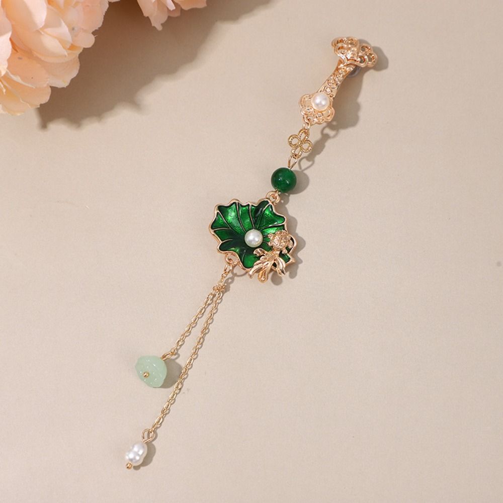 Zinc Zinc Alloy Chinese Style Brooch Long Tassel Retro Lotus Brooch Jewelry Gift Women Hanfu Ornament  Women
