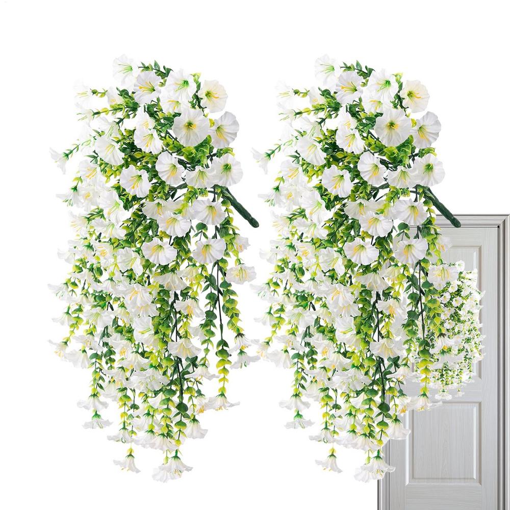 Fake Petunias 2 Pieces Flowers Patio Petunias Decor Outdoor Fake Plant Decoration For Porch Patio Garden Yard Wedding Party