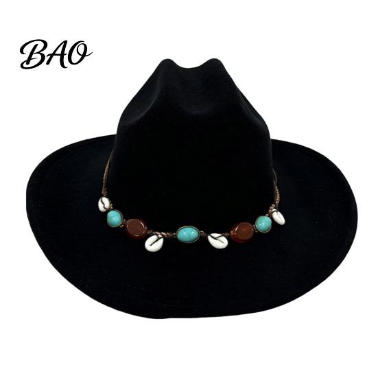 Fashionable Outdoor Felt Hat Wool Fedora, Unisex Western Cowboy Hat, Retro Wide Brim Large Face Slimming Cowgirl Jazz for Women Men Autumn Winter