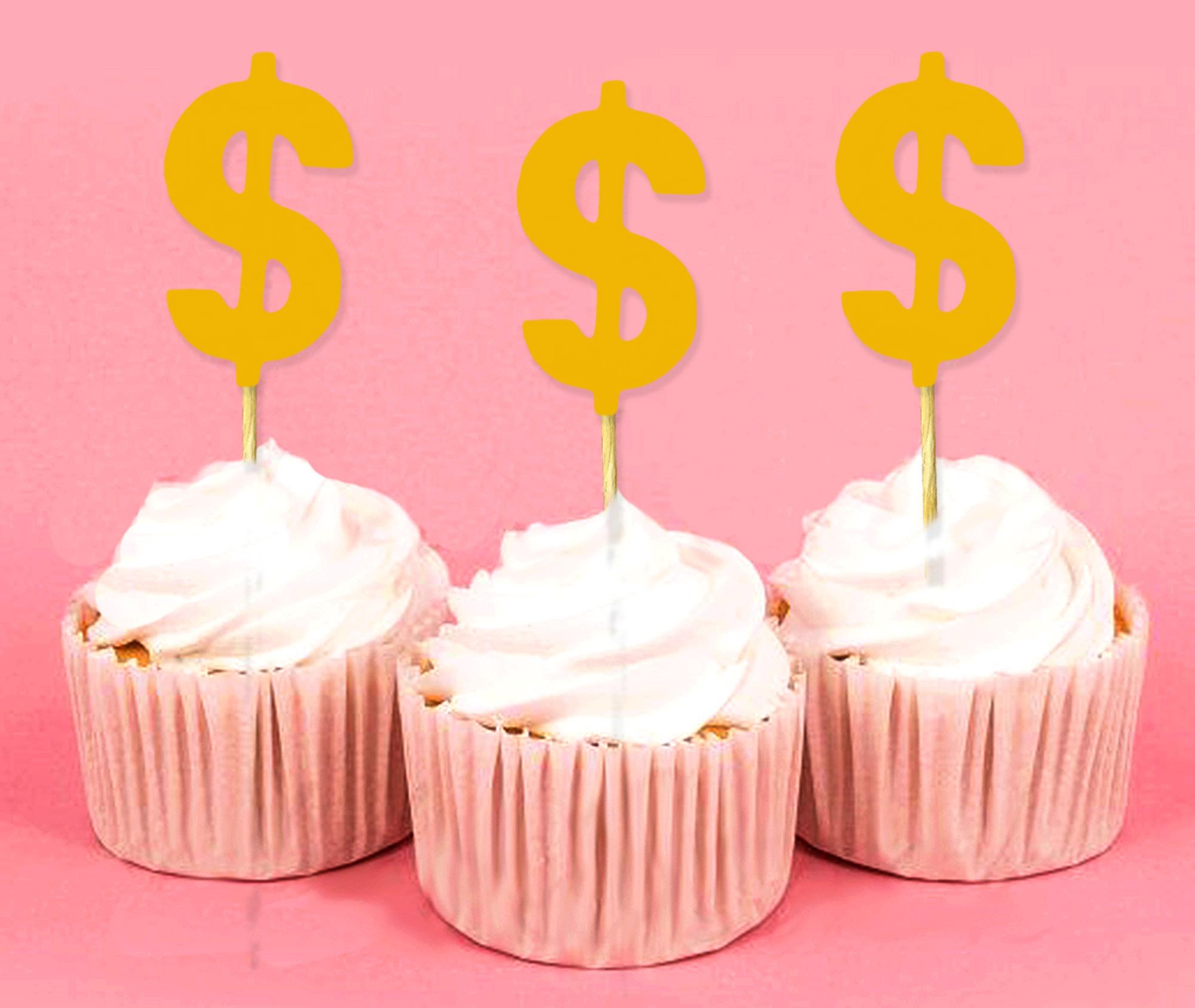 

Милі сувенірні долари знаки Топери для кексів День народження Весільна вечірка Прикраси для десерту - Упаковка з Pack Of 20 жовтий