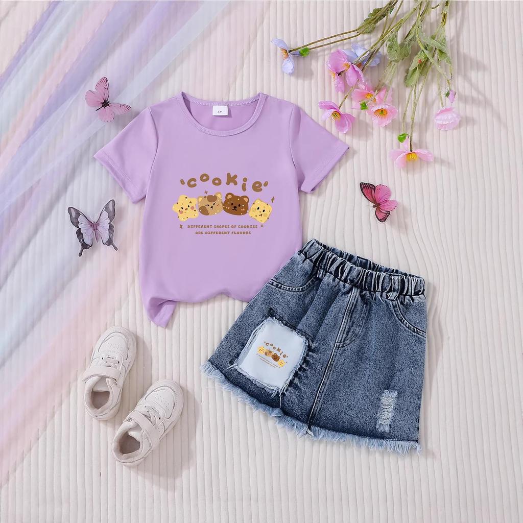 Set di gonne casual in denim alla moda per bambine
