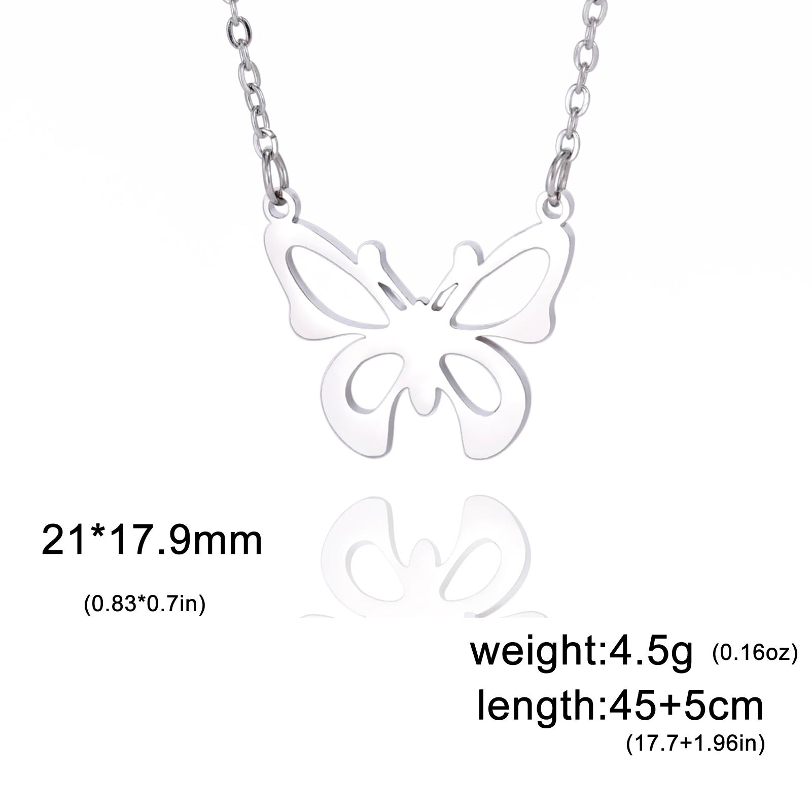 

Butterfly Pendant Necklace for Women Girls Stainless Steel Jewelry Choker Link Chain Wedding Gift Korean Accessories 2026 Trend 45cm