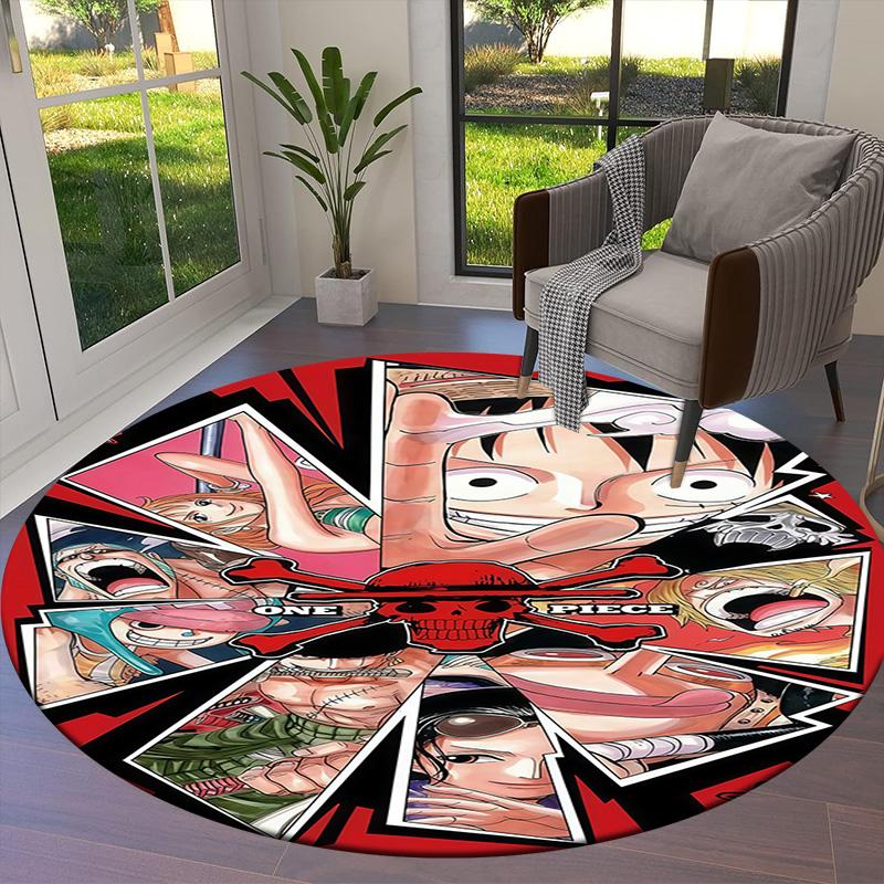 One Piece Monkey D Luffy Round Area Rug Carpet Rug For Living Room Bedroom Sofa Playroom Decor Nonslip Floor Mat