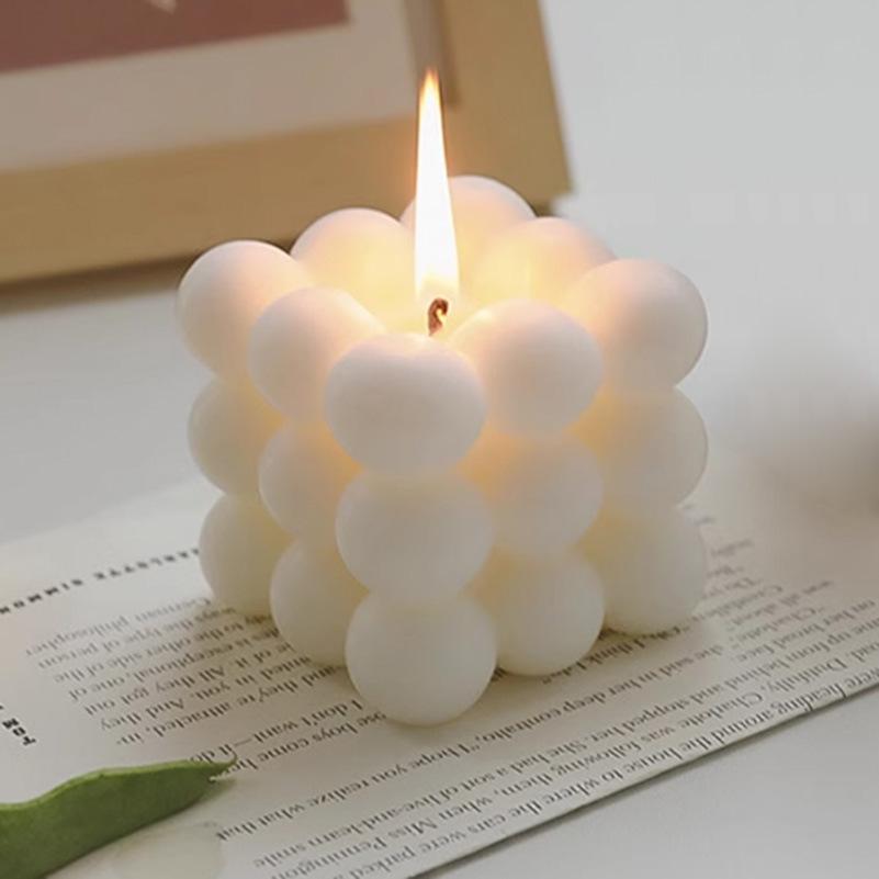 

1pc Creative Ball-Shaped Soy Wax Magic Cube Aromatherapy Candle, High-End Wedding Favor Gift, Handmade Decorative Object белый