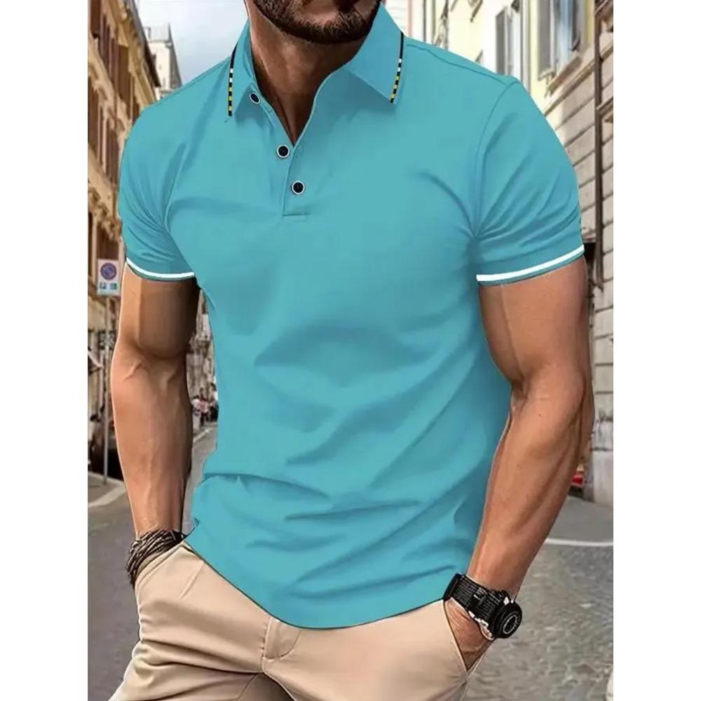 Men Clothes Summer Short Sleeve Fashion Pure Color Polo Shirt Men Buisness Casual Golf Polo Shirt Tops 100% Polyester
