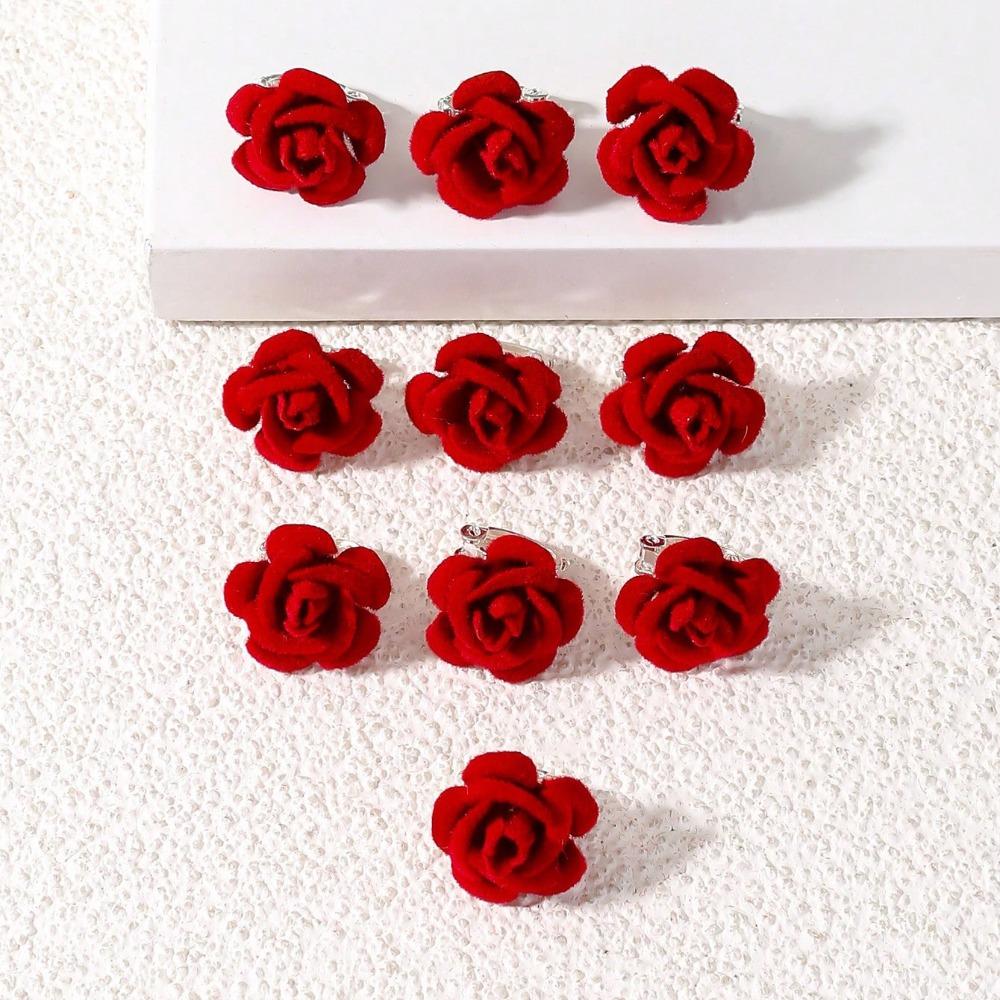 10pcs Resin Hair Clip Rose Hair Buckle Fashion Korean Headwear Accessories Valentine's Day