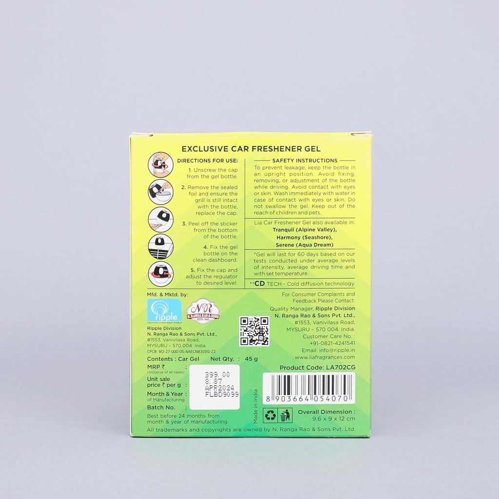 Cycle Lia Car Freshener Gel Citric Tango (Refresh) Dashboard Air Perfume Spill Proof 45 Gm Lasting 60 Days