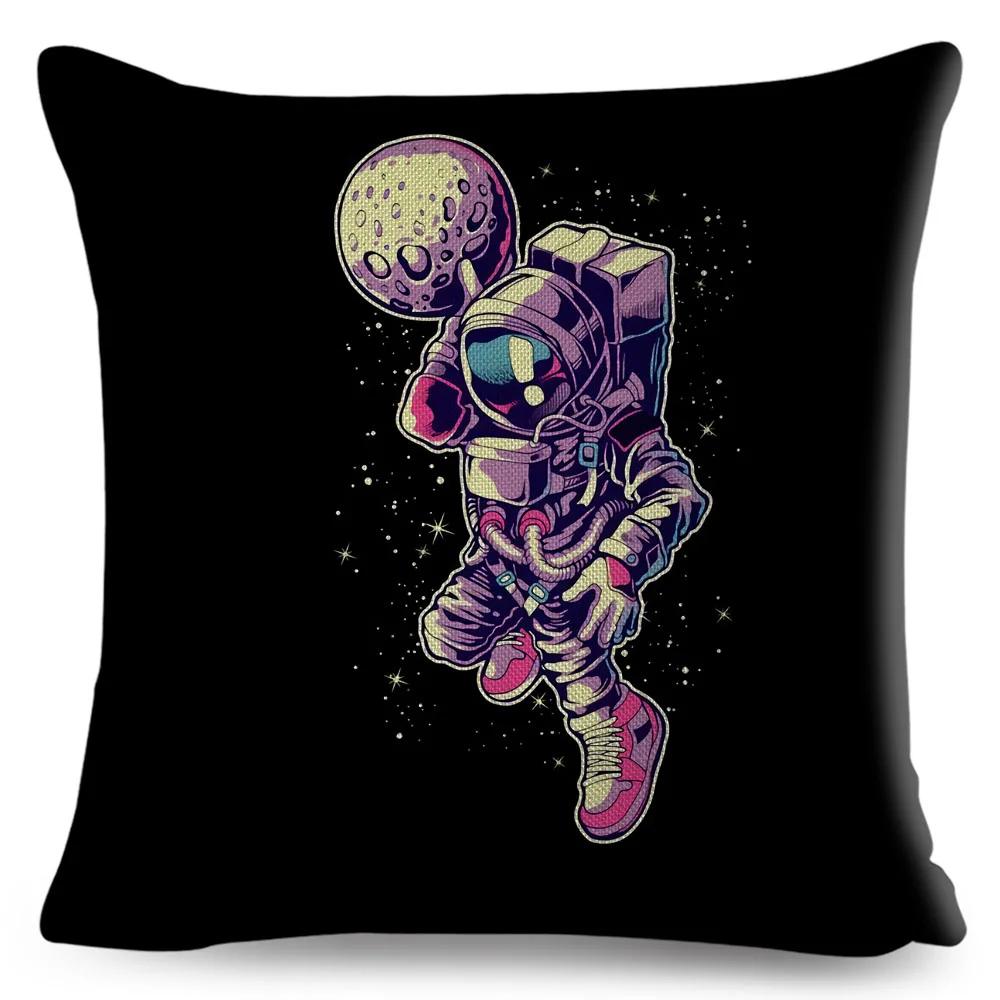 Cartoon Astronaut Sports Cushion Sofa Home Decoration Kids Room Planet Music Pillowcase