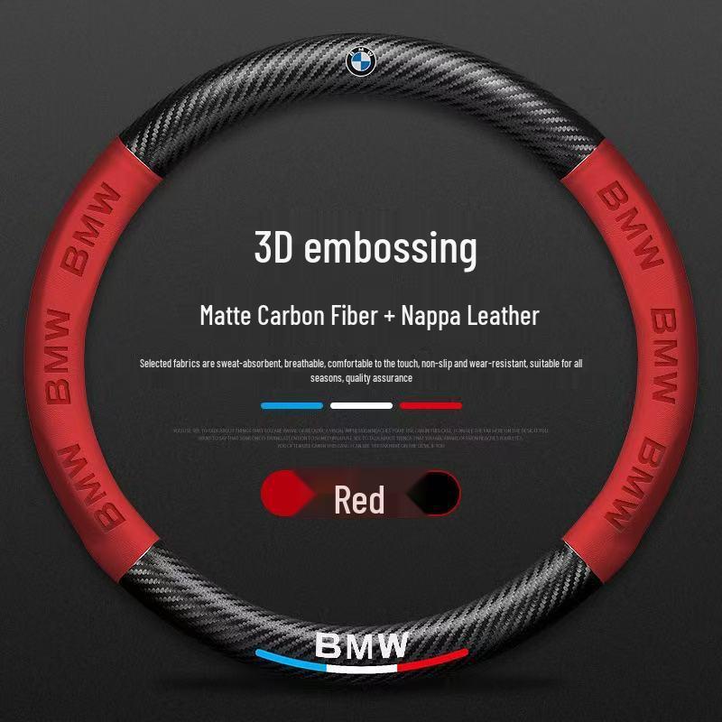 Carbon Fiber Suede Steering Wheel Cover for BMW 3, 4, 5, 7 Series & X1-X7 Models
