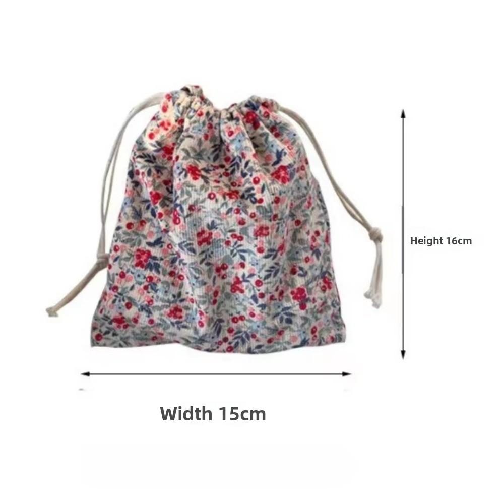 Portable Cute Corduroy Lipstick Cosmetic Bag Floral Print Tote Coin Purse Small Jewelry Organizer Packaging Pouch Bags Women