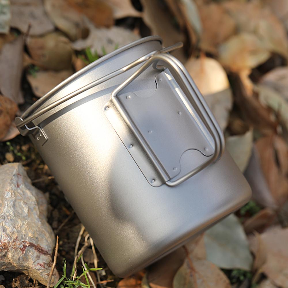 750ml Camping Coffee Cup with Press Plate Titanium Coffee Maker French Press Pot with Lid Outdoor Cookwarer for