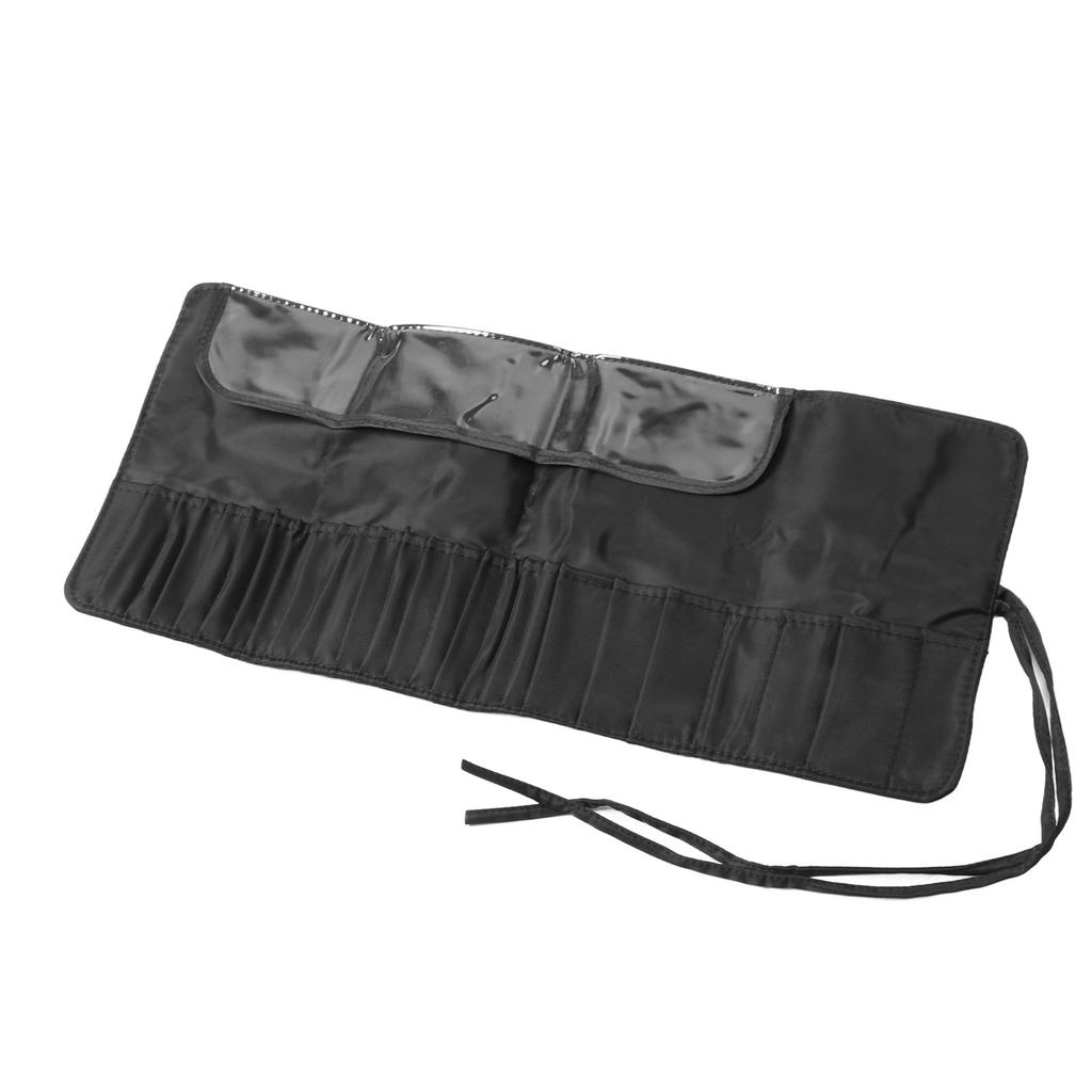 Makeup Brush Case 26 Holes Cosmetic Tool Storage Bag Black Large Capacity Waterproof Travel Makeup