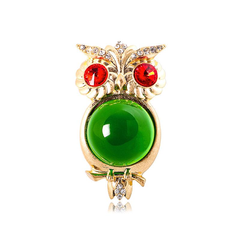 Female internet celebrity trendy 3D owl brooch, European and American, big belly jelly glass series