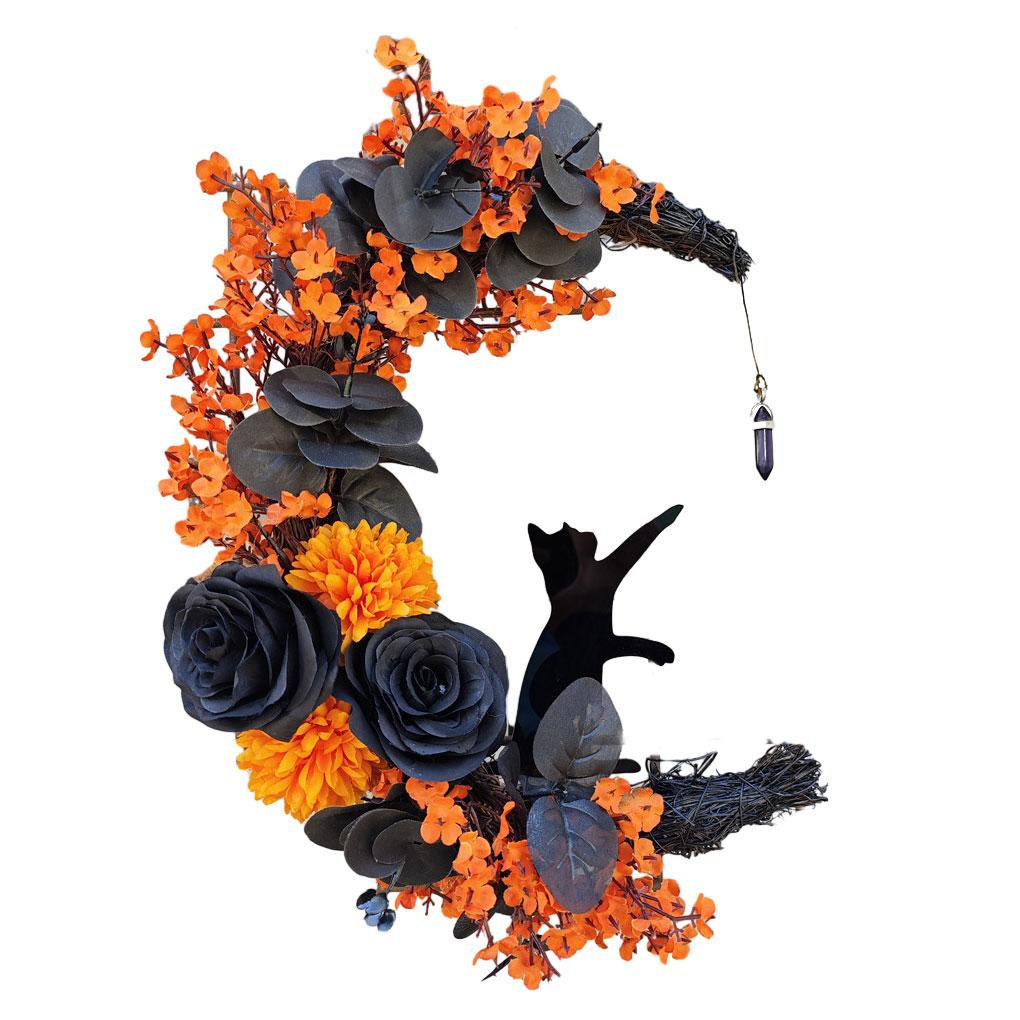 Plastic Brighten Up Door Halloween Festival With Door Wreath Halloween Wreaths With Lights