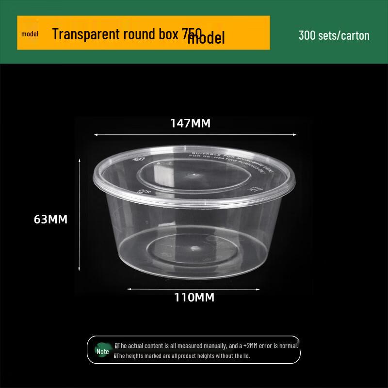 Disposable Transparent Plastic Round Food Containers with Lids