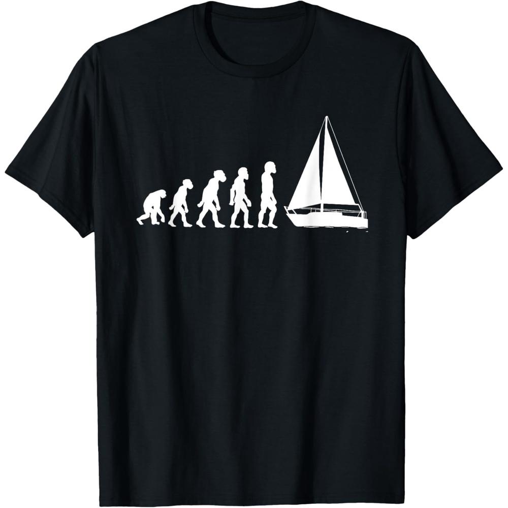 Funny Human Sailing Evolution Sailboat Sailor Boating Yacht Cotton Men T Shirt S