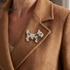 Animal Lapel Pin Rhinestones Dog Brooch Pin, Mini Puppy for Coats Fashion Jewelry Men Women, Alloy Badge Clothes Bags Hats Black White Rhinestone
