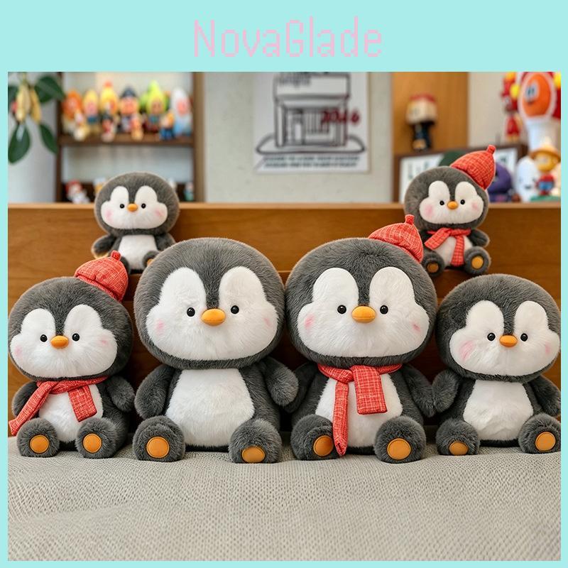 Penguin Stuffed Animal With Cap Soft Toy For Kids Room Decoration
