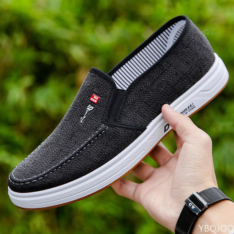 Men's Flat Bottom Casual Driving Cloth Low Top Canvas Breathable and Light Old Beijing Lazy Work Shoes Plus Size