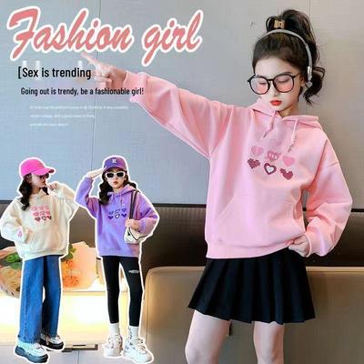 Girls' Versatile Korean Style Hooded Sweatshirt, Spring/Autumn 2025 - Trendy Fashion for Middle and Big Kids.