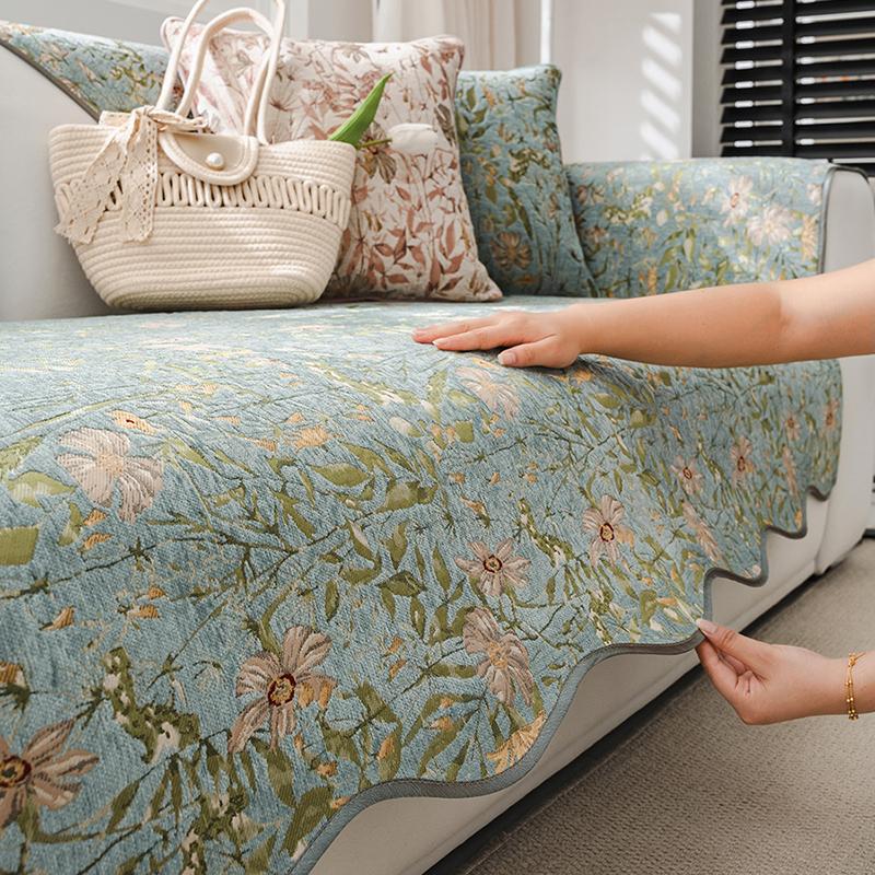 Chenille Anti-slip Sofa Cushion European Floral Jacquard Sofa Covers Living Room All-season Universal Couch Cover Home Decor