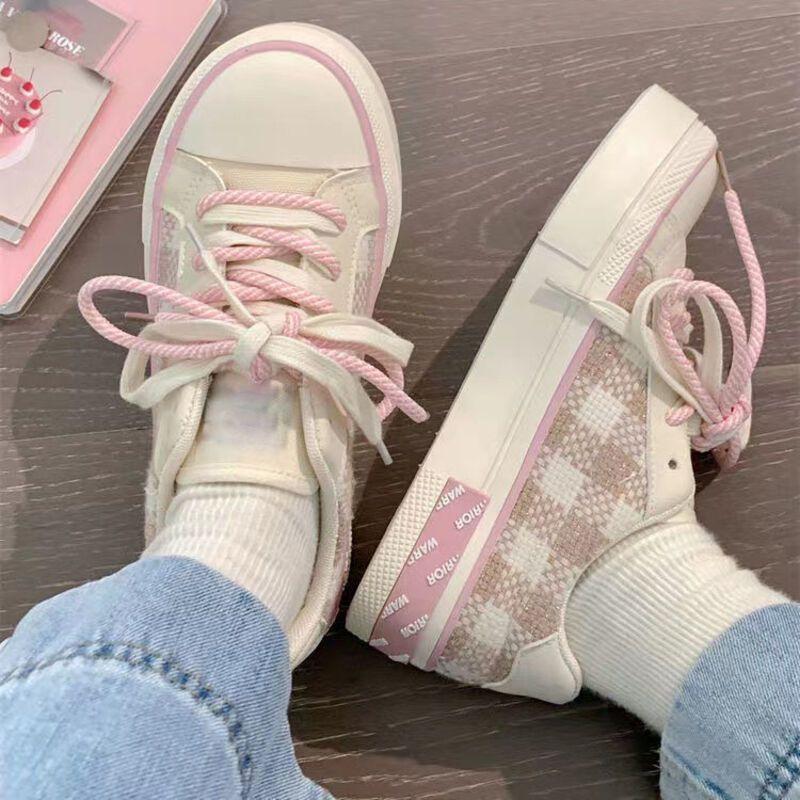 Fashion Woman Footwear Round Toe Canvas Shoes for Women Spring Autumn High on Platform Summer Trend 2025 Wholesale Fashion Clothing Kpop