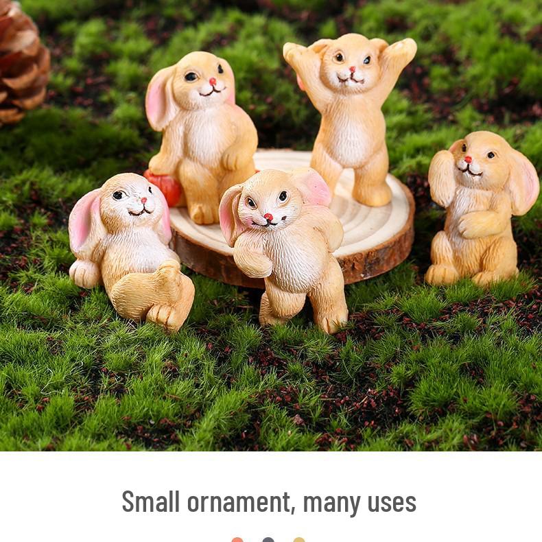 Charming White Rabbit Family Mini Ornaments: Adorable DIY Garden Decorations