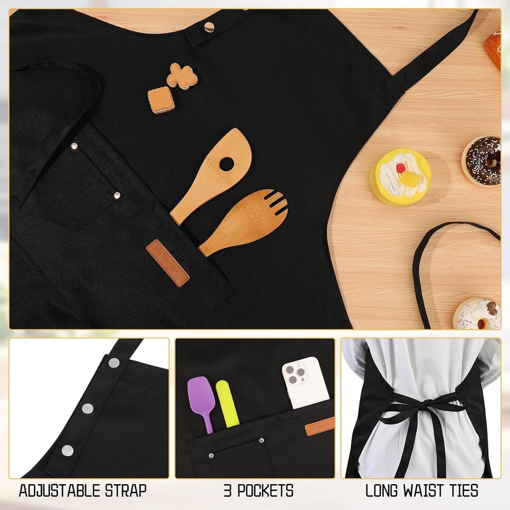 2 Pack Kitchen Aprons for Women, Adjustable Cooking Aprons for Women with Pockets, Waterproof Chef Aprons