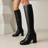 Coarse Heel Beige But Knee Boots European and American Large Size Women's Boots Winter Boots - Knight Boots